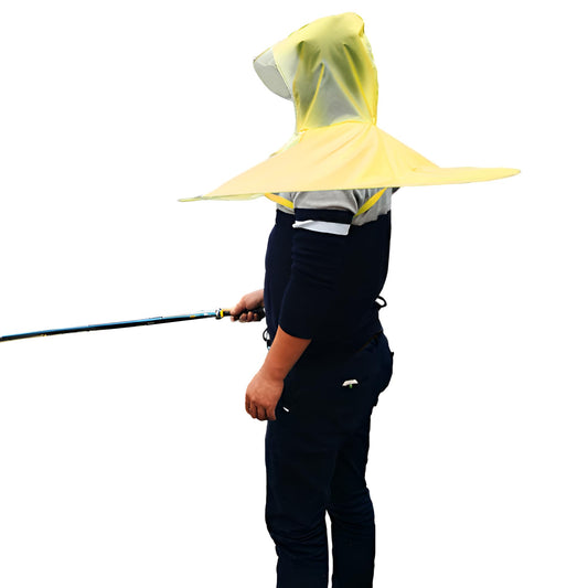 AZ-FRONT 頭からかぶる軽量釣り傘 両手が使える折りたたみ式透明雨具 風に強いフィット感 アウトドア キャンプ ガーデニング用