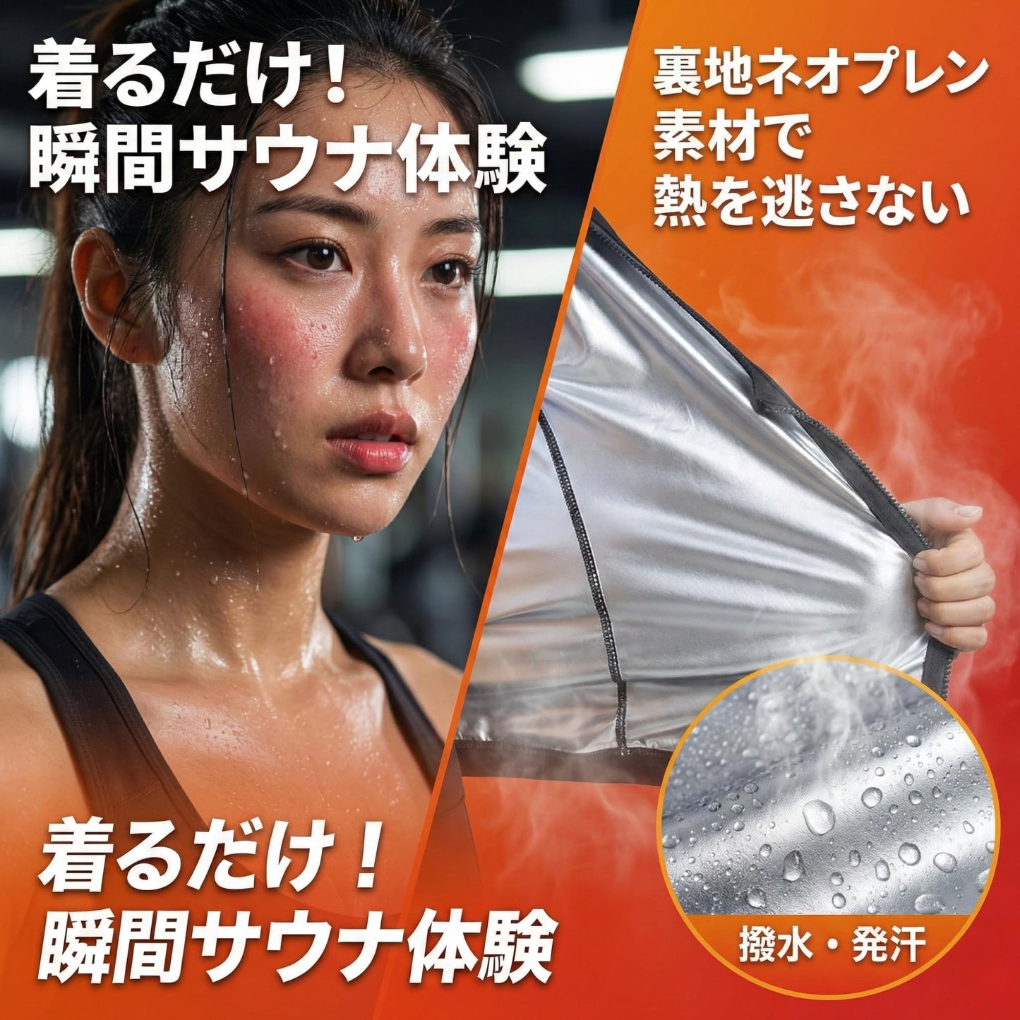 [AZ-FRONT] 背中痩せ サウナスーツ 背中引き締め レディース