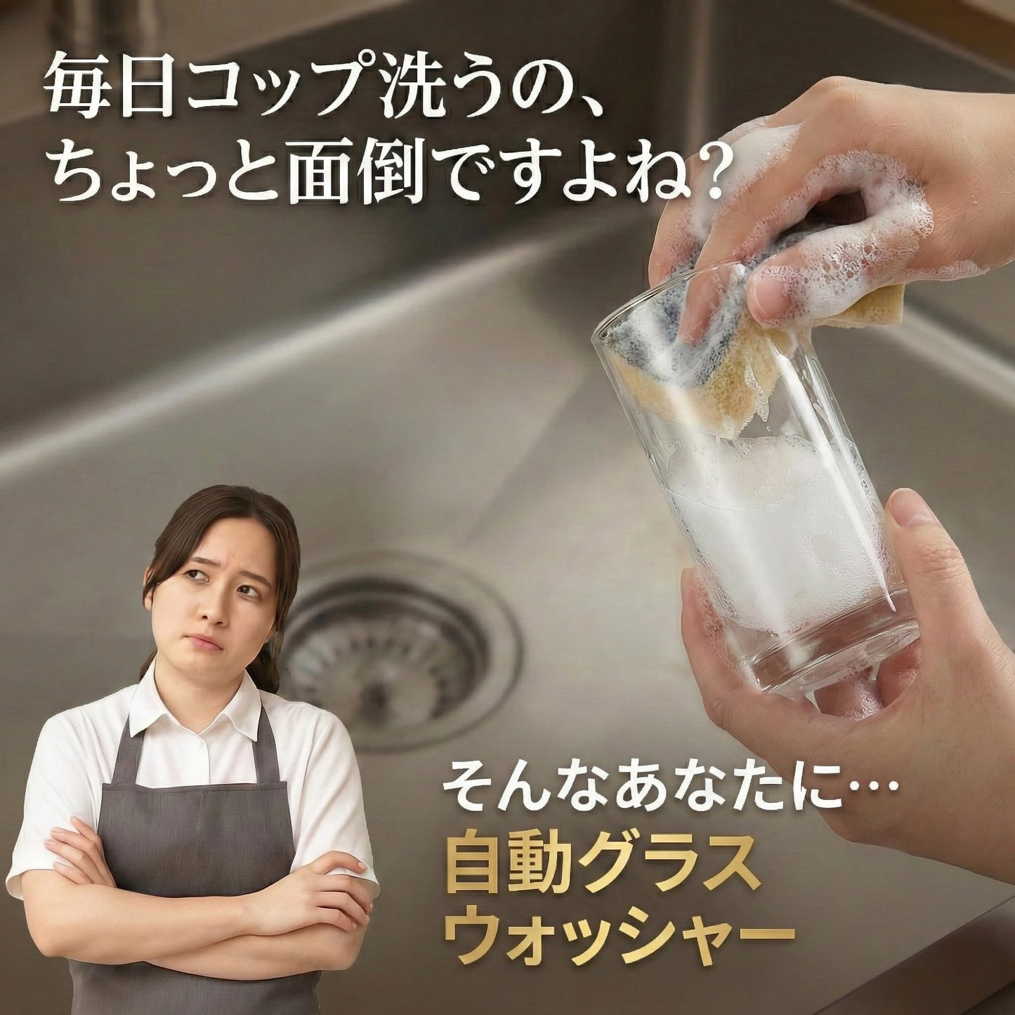 AZ-FRONT 高速自動グラスウォッシャー カップ洗浄機 給水パイプ・分岐ソケット付き